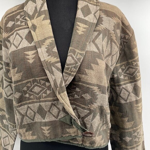 Flashback 100% cotton southwestern jacket bolero neutral button closure sz m - Picture 3 of 7